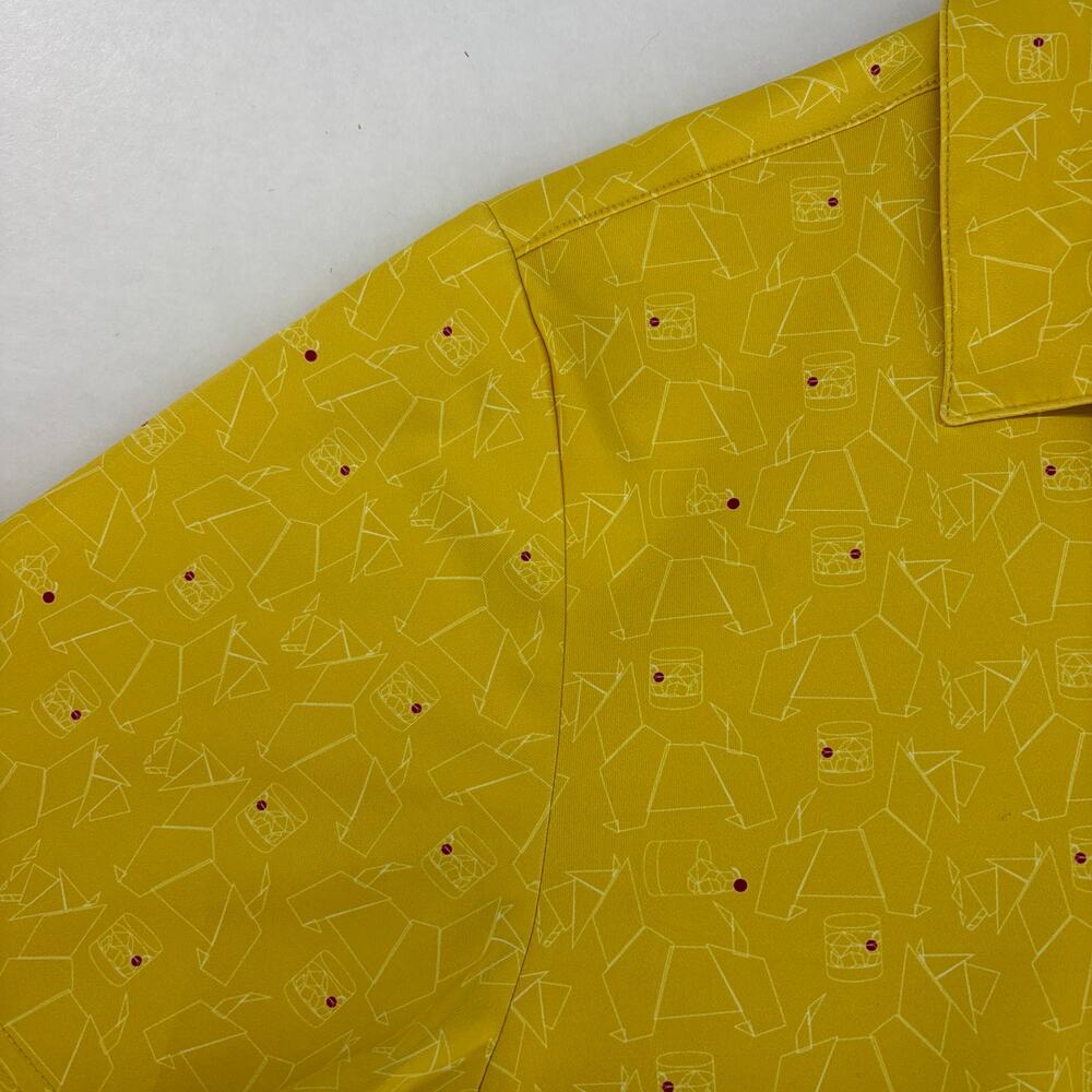 William Murray Men's Yellow Off the Rocks Martini Glass Print Polo Shirt Large - Picture 16 of 16